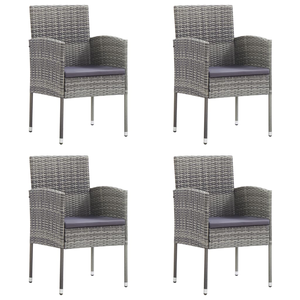 Vidaxl tuinstoelen 4 st met donkergrijze kussens poly rattan grijs