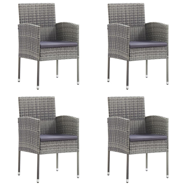 Vidaxl tuinstoelen 4 st met donkergrijze kussens poly rattan grijs