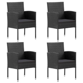 Vidaxl tuinstoelen 4 st met zwarte kussens poly rattan zwart