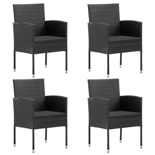 Vidaxl tuinstoelen 4 st met zwarte kussens poly rattan zwart