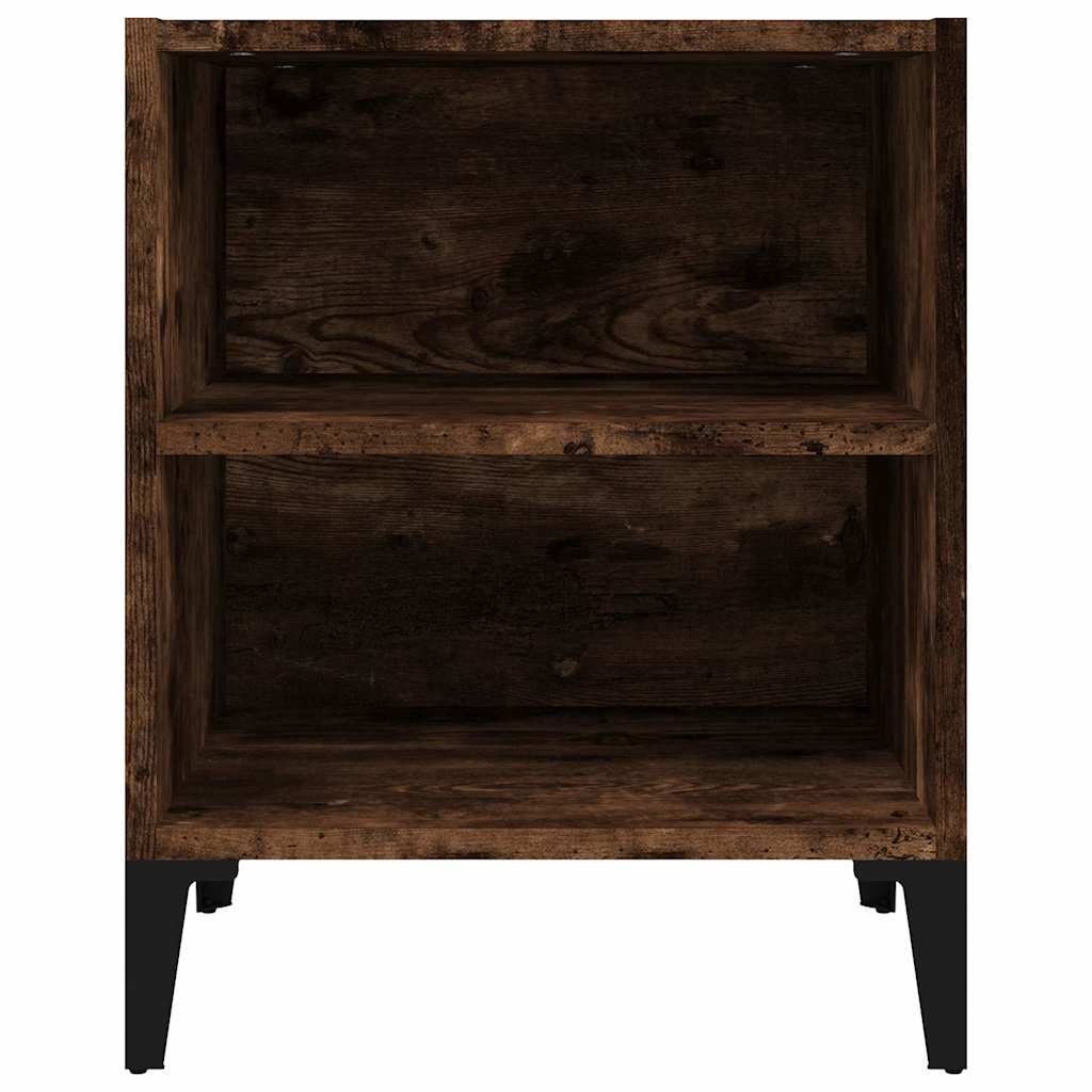 Vidaxl nachtkastje met metalen poten 40x30x50 cm gerookt eikenkleurig