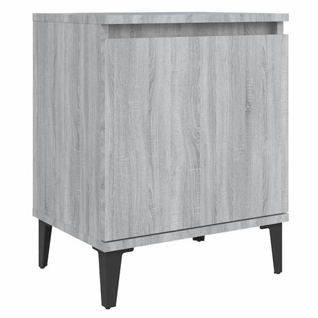 Vidaxl nachtkastje met metalen poten 40x30x50 cm grijs sonoma eiken
