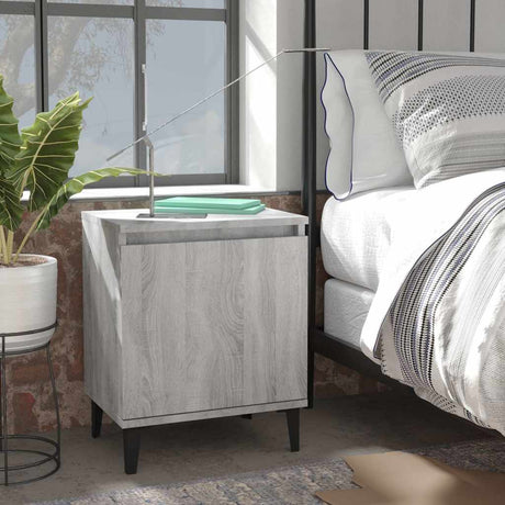 Vidaxl nachtkastje met metalen poten 40x30x50 cm grijs sonoma eiken