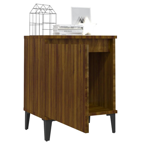 Vidaxl nachtkastje met metalen poten 40x30x50 cm bruin eikenkleur