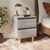 Vidaxl nachtkastjes 2 st met houten poten 40x35x50 cm grijs sonoma