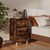Vidaxl nachtkastje met houten poten 40x35x69 cm gerookt eikenkleurig