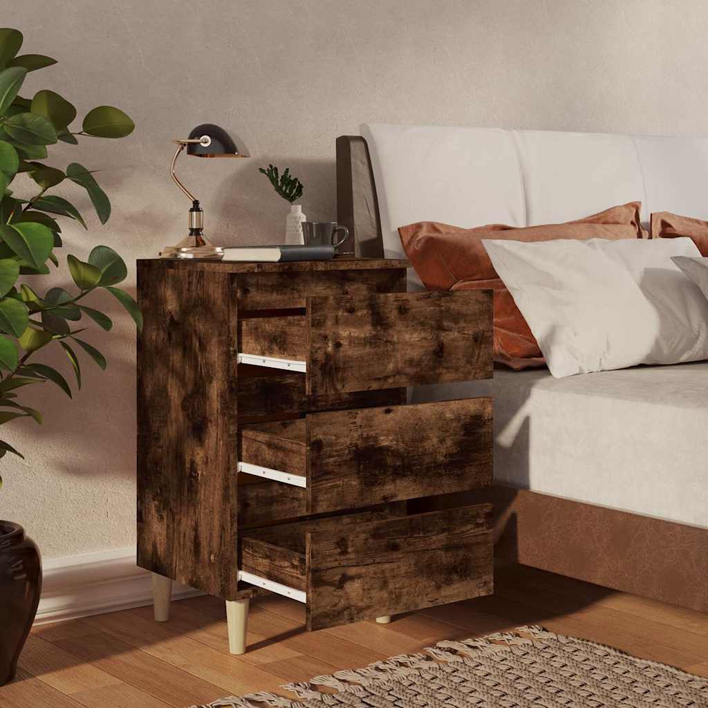 Vidaxl nachtkastjes 2 st met houten poten 40x35x69 cm gerookt eiken