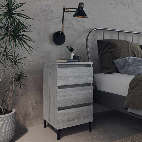 Vidaxl nachtkastje met metalen poten 40x35x69 cm grijs sonoma eiken