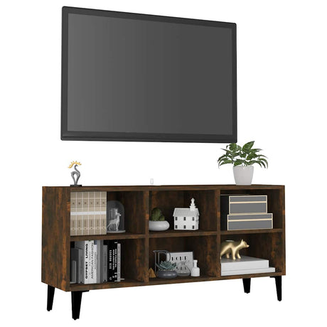 Vidaxl tv-meubel met metalen poten 103,5x30x50 cm gerookt eikenkleurig