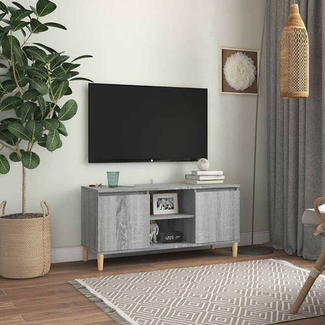Vidaxl tv-meubel met houten poten 103,5x35x50 cm grijs sonoma eiken