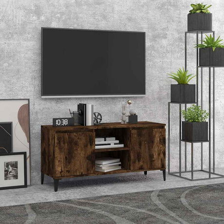 Vidaxl tv-meubel met metalen poten 103,5x35x50 cm gerookt eikenkleurig