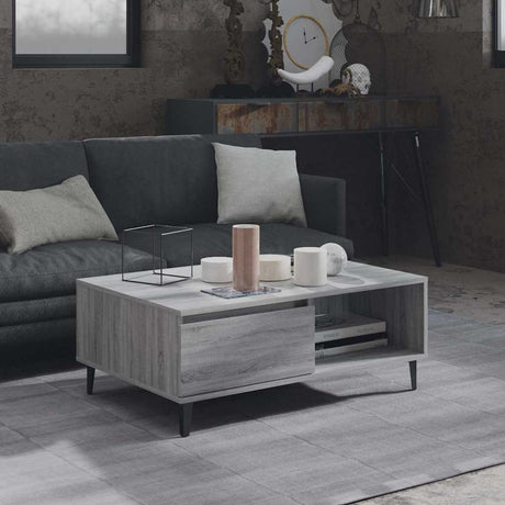 Vidaxl salontafel 90x60x35 cm bewerkt hout grijs sonoma eikenkleurig
