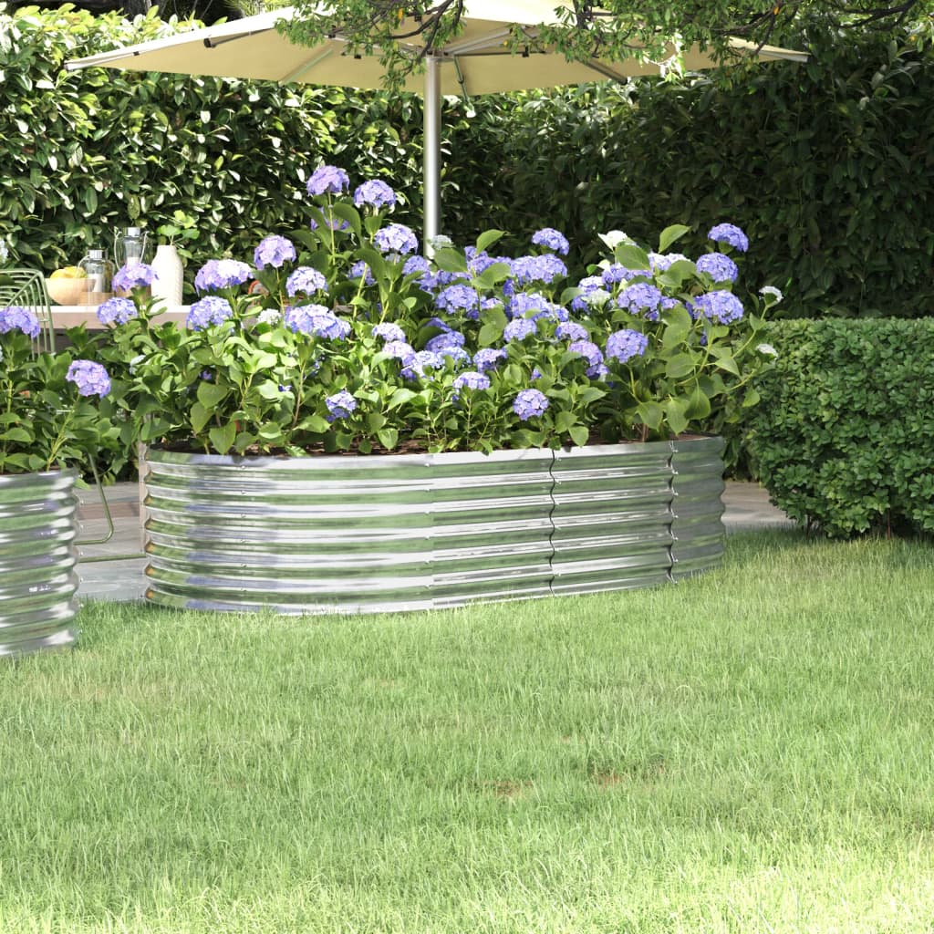 VIDAXL -Pflanzer 152x80x36 cm Pulver -mit Silber gefärbter Stahlbeschichtter