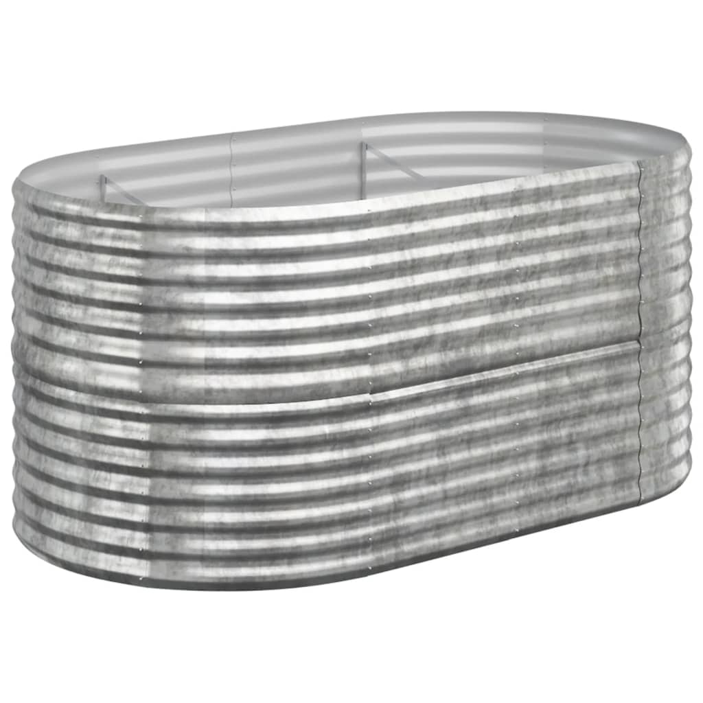VIDAXL -Pflanzer 152x80x68 cm Pulver -mit Silber gefärbter Stahlbeschichtter