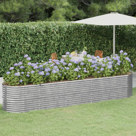 VIDAXL -Pflanzer 368x80x68 cm Pulver -bewegtes Stahl Silber gefärbt