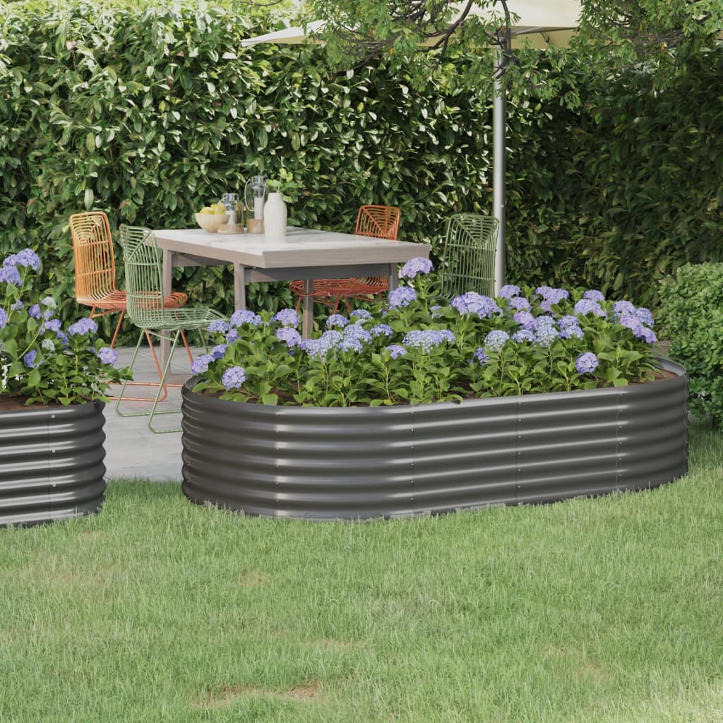 Vidaxx Pflanzgefäß 175x100x36 cm pulverbeschichteter Stahl grau