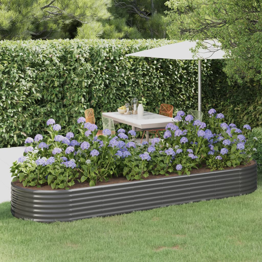 Vidaxl plantenbak 322x100x36 cm gegalvaniseerd staal grijs