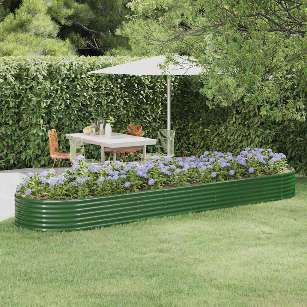 Vidaxl plantenbak 396x100x36 cm gegalvaniseerd staal groen