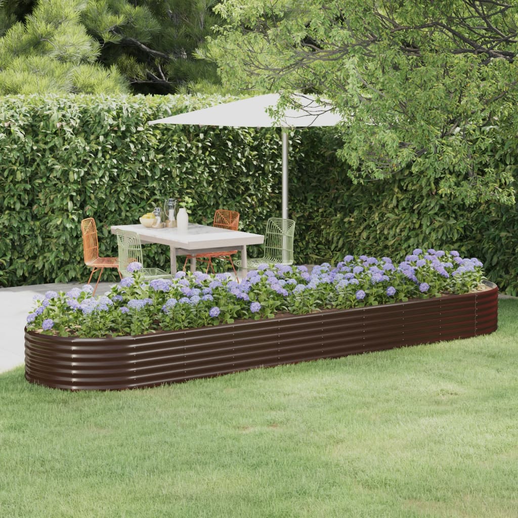 Vidaxl plantenbak 396x100x36 cm gegalvaniseerd staal bruin