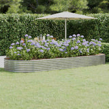 VIDAXL -Planungsbox 373x140x36 cm Pulver -beschichtetes Stahl Silber gefärbt