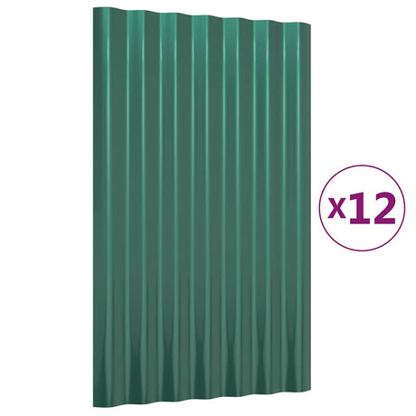 Vidaxl dakpanelen 12 st 60x36 cm gegalvaniseerd staal groen