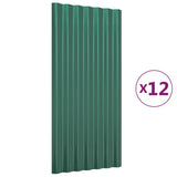 Vidaxl dakpanelen 12 st 80x36 cm gegalvaniseerd staal groen