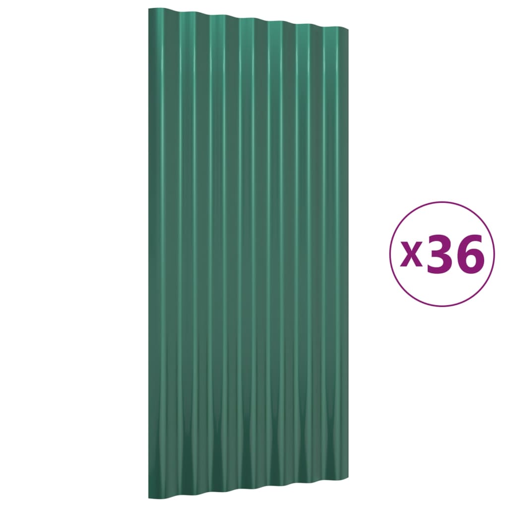 VIDAXL -Dachpaneele 36 ST 80x36 cm Pulver -Stahlgrün