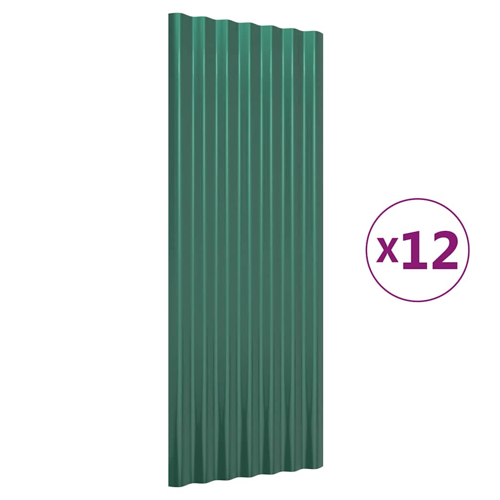 Vidaxx Dachpaneele 12 Stück 100x36 cm verzinkter Stahl grün