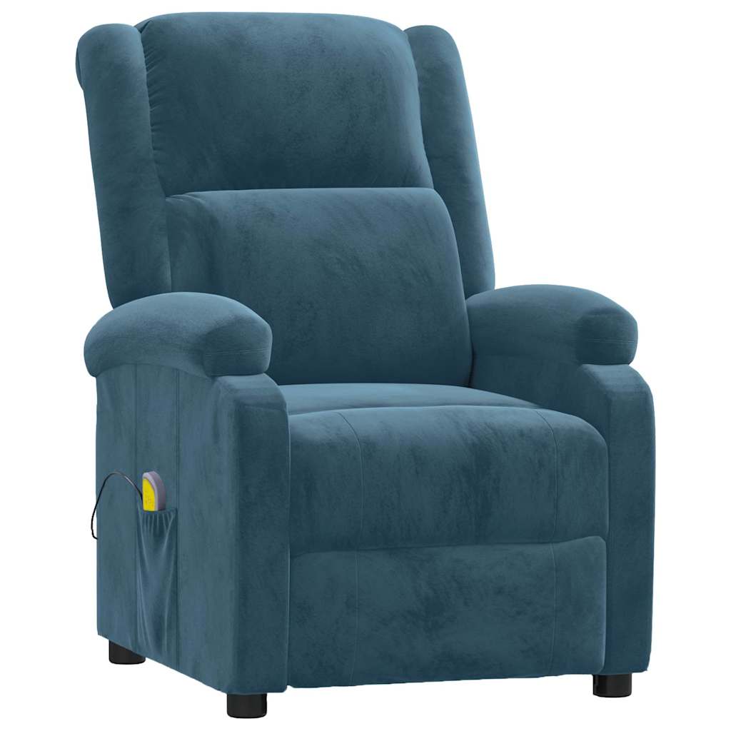 Vidaxl massagestoel fluweel blauw