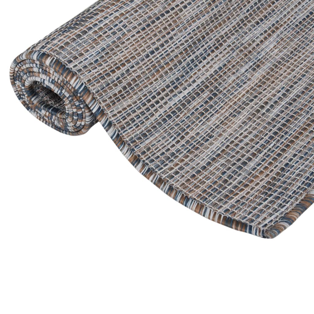 Vidaxl außerhalb des Teppichs flach gewebt 100x200 cm braun und blau