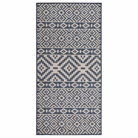 Vidaxl Außen Teppich mit Muster flach -80x150 cm blau