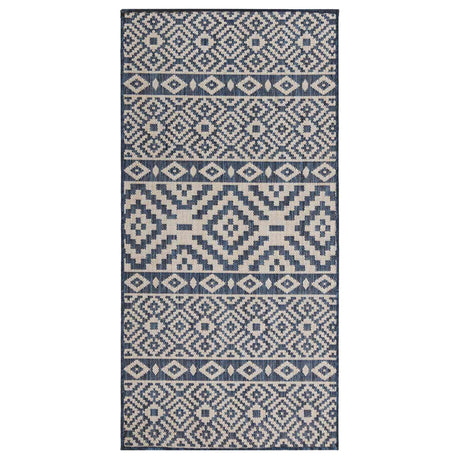 Vidaxl Außen Teppich mit Muster flach -80x150 cm blau