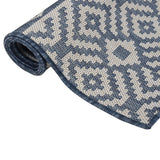 Vidaxl Außen Teppich mit Muster flach -100x200 cm blau