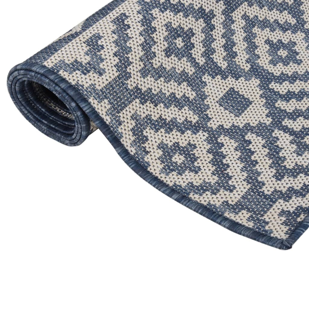 Vidaxl Außen Teppich mit Muster flach -120x170 cm blau