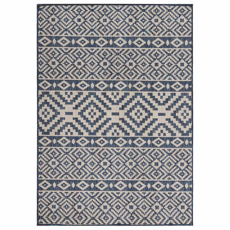 Vidaxl Außen Teppich mit Muster flach gewebt 140x200 cm blau