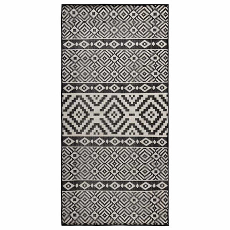 Vidaxl Außen Teppich mit Muster flach -100x200 cm schwarz