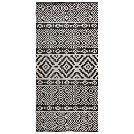 Vidaxl Außen Teppich mit Muster flach -100x200 cm schwarz