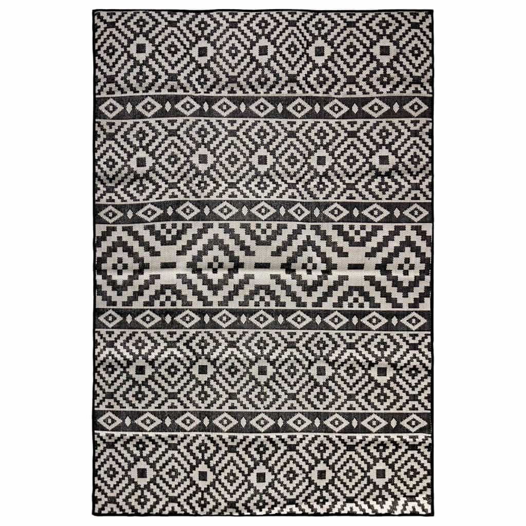 Vidaxl Außen Teppich mit Muster flach -120x170 cm schwarz
