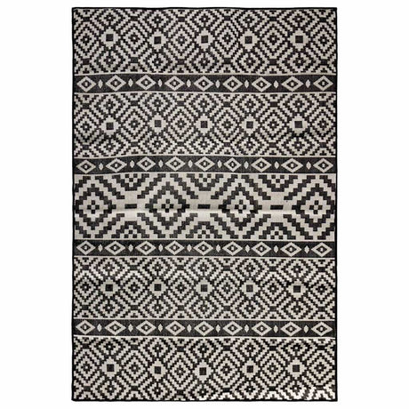 Vidaxl Außen Teppich mit Muster flach -120x170 cm schwarz