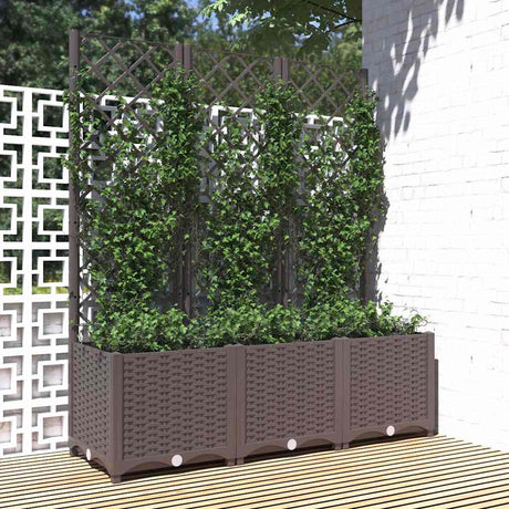 Vidaxxl Pflanzgefäß mit Spalier braun 120x40x136 cm PP