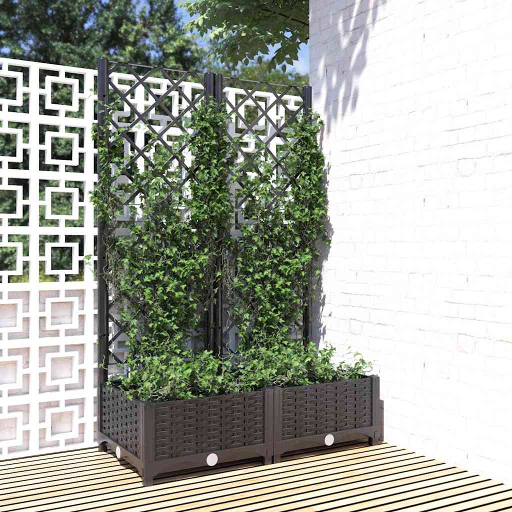 Vidaxxl Pflanzgefäß mit Spalier schwarz 80x40x121,5 cm PP