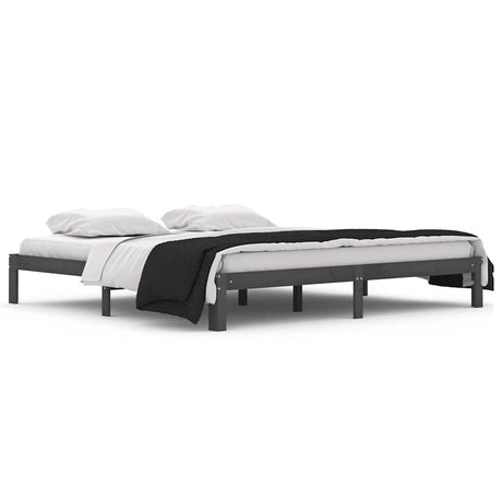 Vidaxl bedframe massief grenenhout grijs 200x200 cm