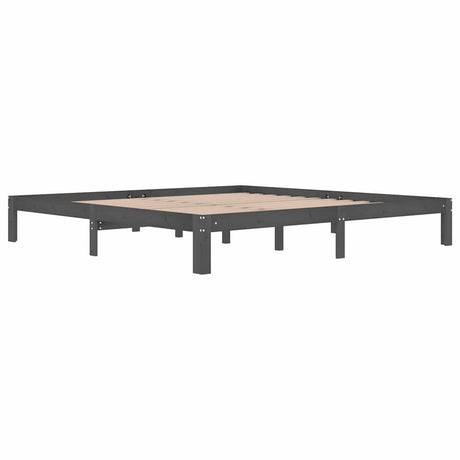 Vidaxl bedframe massief grenenhout grijs 200x200 cm