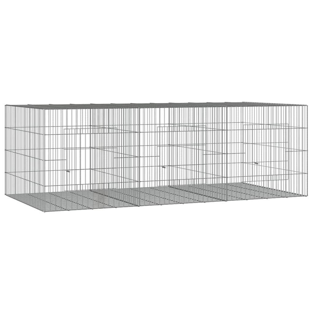 Vidaxl -Kaninchenkäfig mit 3 Panels 163x79x54 cm verzinktes Eisen