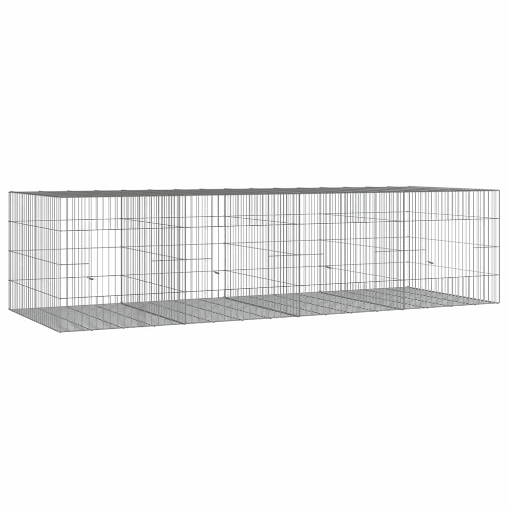 Vidaxxl Kaninchenkäfig mit 4 Paneelen 217 x 79 x 54 cm, verzinktes Eisen