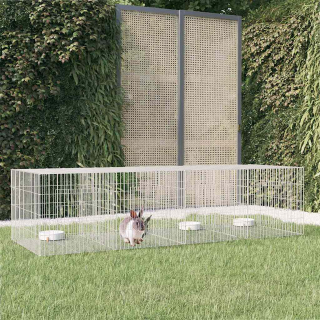 Vidaxxl Kaninchenkäfig mit 4 Paneelen 217 x 79 x 54 cm, verzinktes Eisen