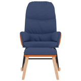 Vidaxl schommelstoel met voetenbank stof blauw