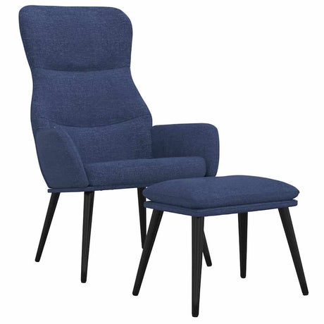 Vidaxl relaxstoel met voetenbank stof blauw