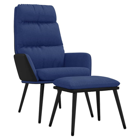 Vidaxl relaxstoel met voetenbank stof en kunstleer blauw