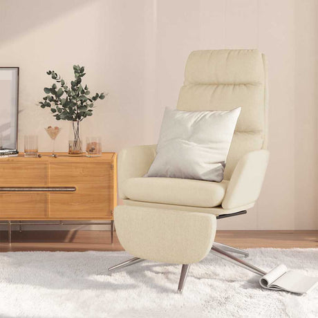 Vidaxl relaxstoel met voetensteun stof crèmekleurig